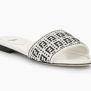 Fendi Women's Black and White Slide Sandals